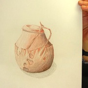 Zeichnung mit Rötelkreide. Zeichnen lernen kann man in der Kunstschule Frankfurt Atelier Irene Schuh