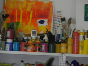 JUGENDKUNSTSCHULE FRANKFURT ATELIER IRENE SCHUH, Atelier-material Acryl-Farben